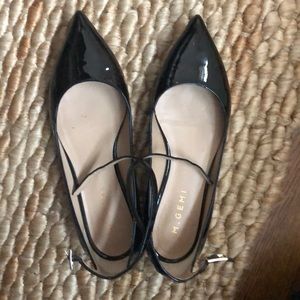M.Gemi black patent leather flat with ankle strap